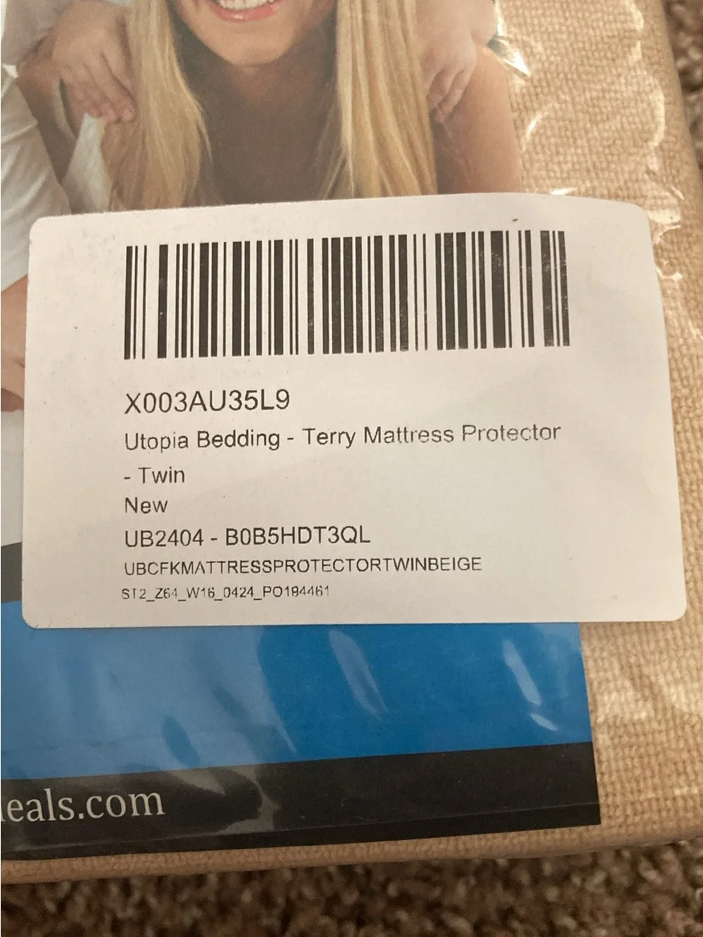 2 NEW-in-pkg. Utopia TWIN Terry Top Waterproof Mattress Protectors, Tan & Purple